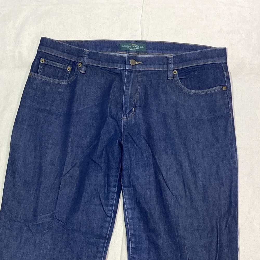 LRL Ralph Lauren Jeans Womens 14P Petite Blue Dark Wash Straight Leg Boot Cut